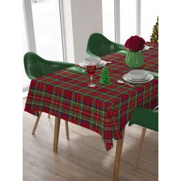 HOME COLORS.IN Red & Green Checked Cotton 6-Seater Table Cover-picture-40
