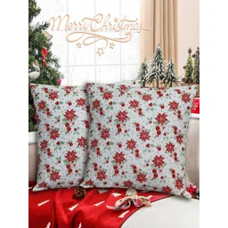 HOME COLORS.IN White & Red 2 Pieces Square Cushion Covers-picture-32