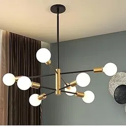 Home Decoration Ceiling Chandelier Lighting 8 Blub-Light Sputnik Chandelier Antique Black Gold Mids Century Modern Ceiling Light for Kitchen Dining Room Bedroom Hallway Anyway.-picture-32