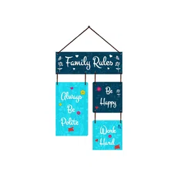 Home Delight Blue & White Printed Wooden Wall Hanging-picture-41