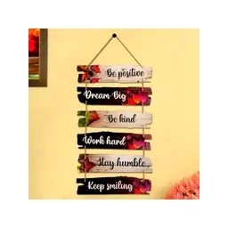 Home Delight Brown & Beige Be Positive Printed Wooden Wall Hanging-picture-26