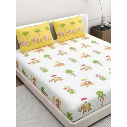 Home Ecstasy Deffodil Cotton Ethnic 140 TC Double Bedsheet with 2 Pillow Covers-picture-46