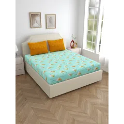 Home Ecstasy Geometric Green 140 TC Cotton Double Bedsheet with 2 Pillow Cover-picture-37