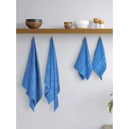 home expressions Blue 4 Pieces Cotton 350 GSM Towel Sets-picture-39
