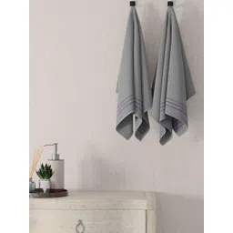 home expressions Grey 2 Pieces Cotton 380 GSM Towel Sets-picture-37