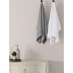 home expressions Grey & White 2 Pieces Cotton 380 GSM Towel Sets-picture-41