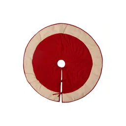 Home Heart Burgundy & Beige Double Layered Christmas Tree Skirt Festive Decor-picture-17