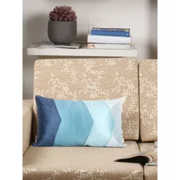 Home Blue & White Single Colourblocked Rectangle Cushion Cover-picture-20