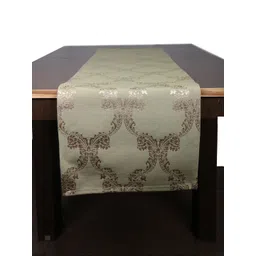 Home Green & Gold-Toned Woven Design Table Runner-picture-40