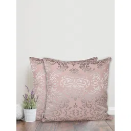 Home Pink & Silver-Toned Set of 2 Ethnic Motifs Square Cushion Covers-picture-35