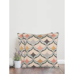 Home Set of 2 Beige & Grey Embroidered Cotton Square Cushion Covers-picture-41