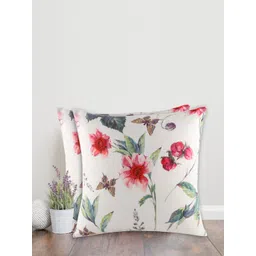 Home White & Pink Set of 2 Floral Square Cushion Covers-picture-17