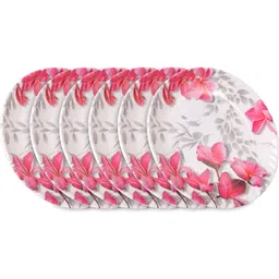 home-pro Pack of 6 Melamin Royal Lehar 101 Pink Flower Full Size 11" 6 Dinner/Lunch Plate | Crockery Plate Dinner Set-picture-18