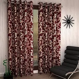 Home Sizzler 2 Piece Eyelet Polyester Window Curtain - 5ft, Maroon-picture-10