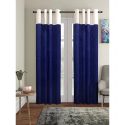 Home Sizzler Blue & Cream-Coloured Set of 2 Door Curtain-picture-19