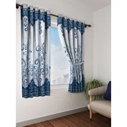 Home Sizzler Blue & Off White Set of 2 Ethnic Motifs Window Curtain-picture-18