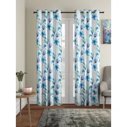Home Sizzler Blue & White Set of 2 Door Curtains-picture-22
