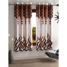 Home Sizzler Brown & Off-White Set Of 2 Abstract Printed Regular Window Curtains-picture-37