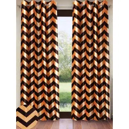 Home Sizzler Brown Set of 2 Geometric Door Curtain-picture-22