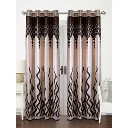 Home Sizzler Brown Set of 2 Printed Regular Door Curtains-picture-30