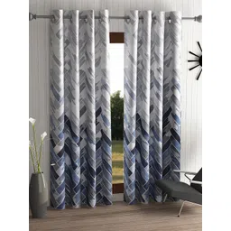 Home Sizzler Grey & Blue Set of 2 Geometric Window Curtain-picture-40
