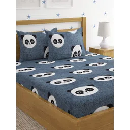 Home Sizzler Grey & White Graphic 144 TC Queen Bedsheet with 2 Pillow Covers-picture-29