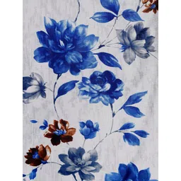 Home Sizzler Off White & Blue Set of 2 Floral Door Curtain image 2