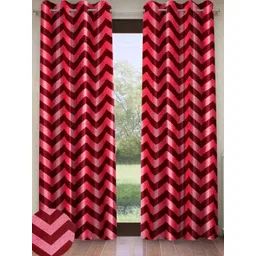 Home Sizzler Pink & Maroon Set of 2 Geometric Window Curtain-picture-36