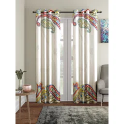 Home Sizzler White & Red Set of 2 Ethnic Motifs Door Curtain-picture-37