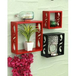 Home Sparkle 3 Cube Shelves (Red and Black)-picture-18