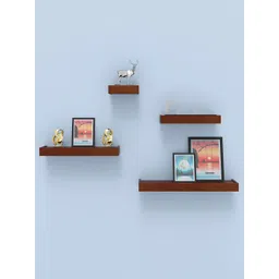 Home Sparkle Brown 4-Piece MDF Basic Wall Shelf-picture-27