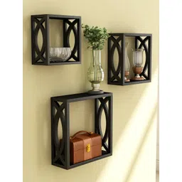 Home Sparkle Set of 3 Black Cube Wall Shelves-picture-30