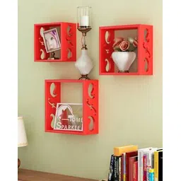 home sparkle Set of 3 Square Wooden Wall Shelves-picture-22