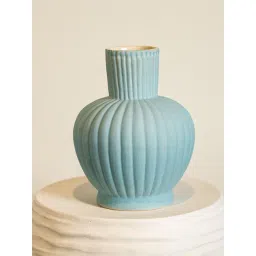 Home4U Emma Stripes Blue Ceramic Vase-picture-27