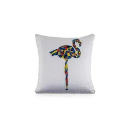 Home4U Flamingo Grey & Blue Silk Cushion Cover - Set of 1-picture-25
