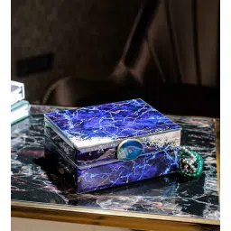 home4u Imber Blue Engineered Wood & Glass Decorative Box-picture-23