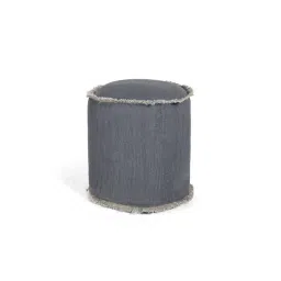 Home4U Lucas Blue Cotton Blend Square Pouffe-picture-33