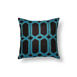 Home4U Natalaya Blue & Black Dupion Cushion Cover - Set of 1-picture-18