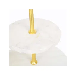 Home4U 'Neva' White & Golden Marble 2-Tier Cake Stand image 3