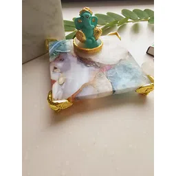 HOMEARTE Green & White Ganesha Idol With Agate Chowki-picture-38