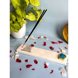 HOMEARTE Marble With Blue Agate Namokar Mantra Incense Stick Holder-picture-21