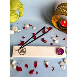 HOMEARTE Pink & White Agate Gayatri Mantra Marble Incense Stick Holder image 4