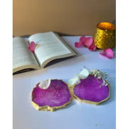 homearte india Set of 2 Gold-Plated Stone Table Coasters-picture-14