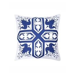 HOMEBIA DESIGNS Blue & White Set of 5 Floral Square Cushion Covers-picture-11