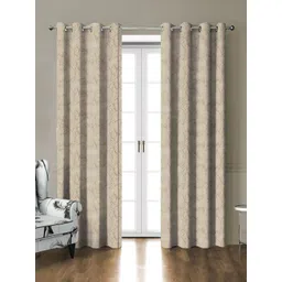 HOMEBREW FURNISHINGS Beige & Brown Abstract Printed 2 Pieces Black Out Door Curtains-image-13