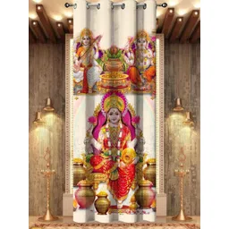 HOMEBREW FURNISHINGS Beige & Pink Religious Door Curtain-image-23