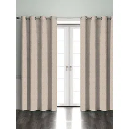 HOMEBREW FURNISHINGS Beige & White 2 Pieces Room Darkening Long Door Curtains-image-16