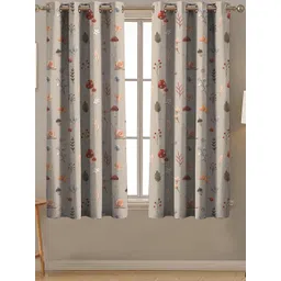HOMEBREW FURNISHINGS Beige & Yellow 2 Pieces Printed Room Darkening Window Curtains-image-7