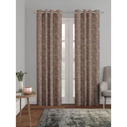 HOMEBREW FURNISHINGS Brown 2 Pieces Abstract Printed Black Out Door Curtains-image-42