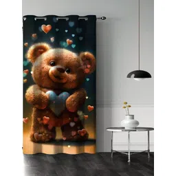 HOMEBREW FURNISHINGS Brown & Navy Blue Quirky Printed Door Curtain-picture-24